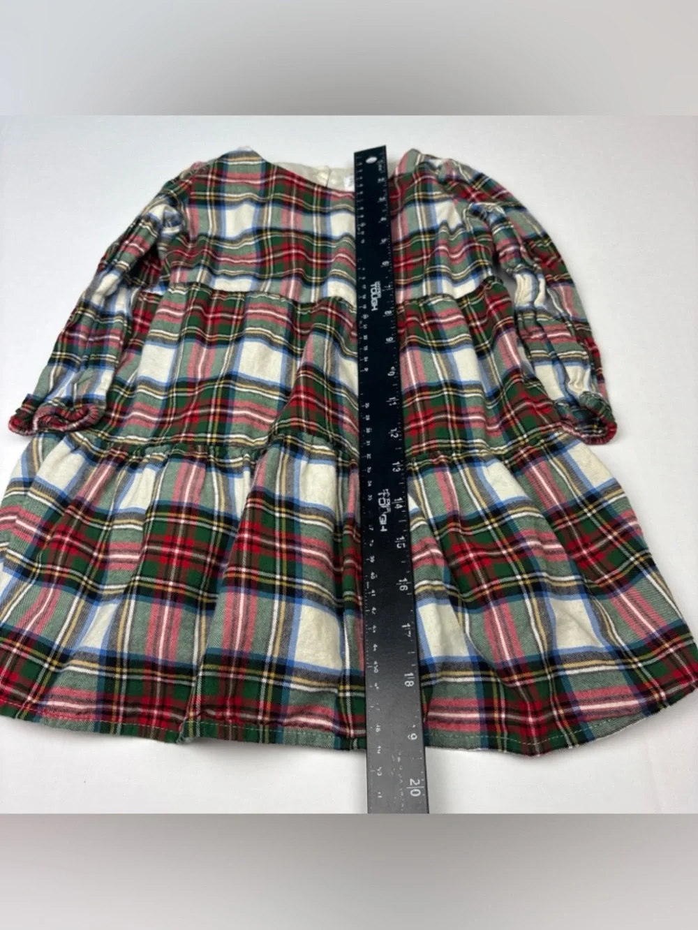 Baby Gap 3 Year Dress Plaid Tiered Peasant Prairie Flannel Cotton Red White Blue